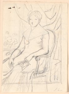 Composition Sketch for the Portrait of Countess Anna Joachima Danneskiold-Laurvig, Born Ahlefeldt, at Age 74 by Jens Juel