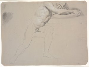 Model Sitting, with Head and Arms Supported on Cushions; Not Fully Drawn