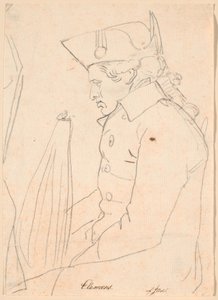 Portrait of the Engraver J.F. Clemens. Three-Quarter Figure Sitting in Profile to the Left by Jens Juel