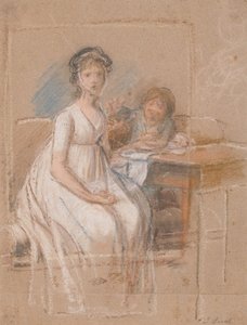 Draft for a Portrait Group. Regine Sophie Tutein, née Wraatz with her son Peter by Jens Juel