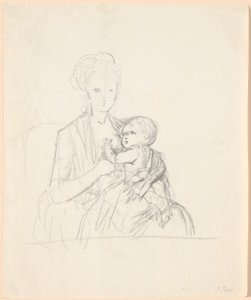 Draft for the Portrait of Countess Sophie Magdalene Raben, Born von Qualen, with Her Eldest Son, Born 1784 by Jens Juel