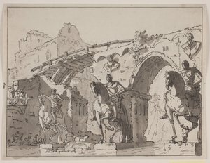 Fantastic Bridge with Equestrian Statues