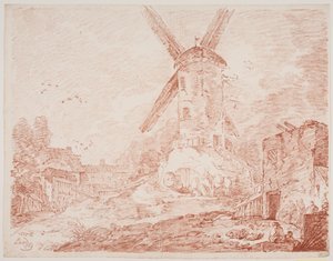 Italian Landscape with Windmill