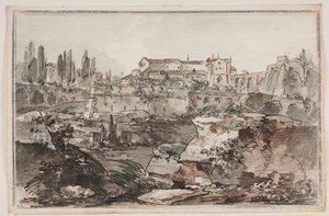 Prospect with Fortress (?), Ruins, Cliffs and Water by Jens Petersen Lund