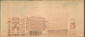 The Royal Theatre 1874. Longitudinal Section by Jens Vilhelm Dahlerup