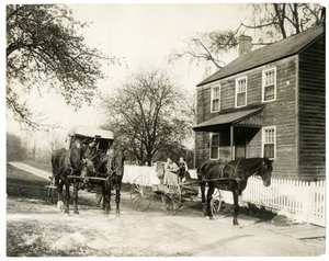 Passing time of day with fruit peddler, driving trip by Jessie Tarbox Beals