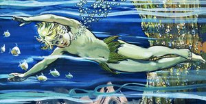 Boy Swimming, illustration from 