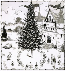 Christmas tree surrounded by dancing animals by Jesus Blasco