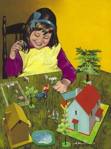 Girl with Toy Farm
