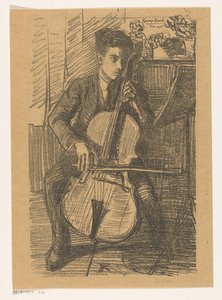 George Bacot Playing a Cello by Jo Koster (signed by artist)