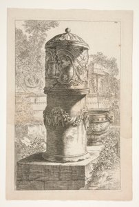 A Tall Covered Urn and a Bowl in a Landscape with Classical Ruins
