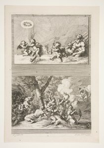 A River God and Putti Playing with the Symbols of Fame; The Punishment of Cupid by Joachim von Sandrart