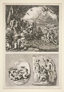 Top Half: Quos Ego? Bottom Half: Two Antique Reliefs: The Three Fates and an Unknown Subject by Joachim von Sandrart