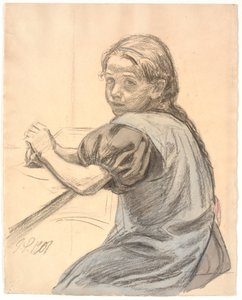Georgia Skovgaard Sitting at a Table by Joakim Frederik Skovgaard