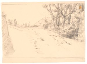 Italian Landscape with a Road, Trees on the Right by Joakim Frederik Skovgaard