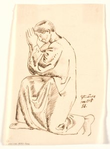 Kneeling, Praying Young Man in Profile