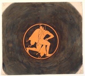 Copy after Greek Red-Figure Kylix with Painting of Running Youth with Wine Sacks