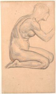 Model Study; Kneeling Woman in Profile to the Right by Joakim Frederik Skovgaard