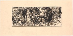 Princess Leading a Black Horse to a Seated Knight in the Forest