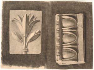 Drawing After Plaster. Two Ornamental Fragments by Joakim Frederik Skovgaard