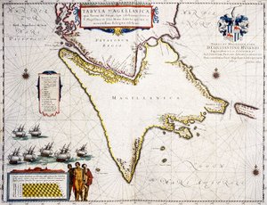 Tabula Magellanica: Map of Strait of Magellan by Joan Blaeu