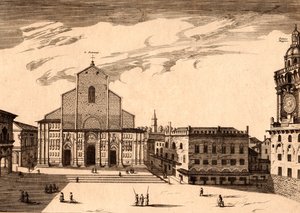 The San Petronio Basilica in Piazza Maggiore, Bologna, Emilia-Romagna, Italy by Joan Blaeu