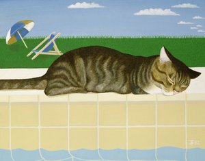 Tabby Cat by a Pool