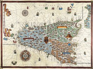 Isle of Sicily. Navigation Map of Joan Martines