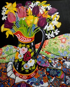 Canal Boat Jug, Daffodils and Tulips