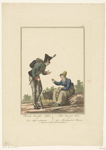 Standing Soldier with a Seated Apple Seller