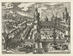Castle with maze and fountain