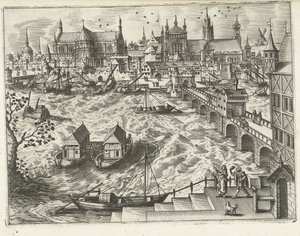 Cityscape with Bridge and Harbor