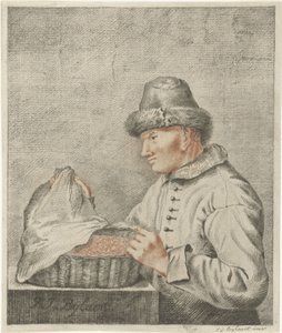 Shrimp Seller by Joannis Jacobus Bijlaert (signed by artist)