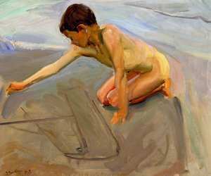 Drawing in the Sand by Joaquín Sorolla