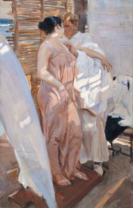 The Pink Robe. After the Bath by Joaquín Sorolla
