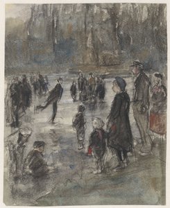 Ice Fun on the Frozen Pond in the Hague Forest by Johan Antonie de Jonge