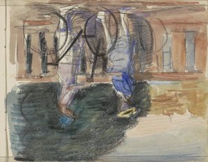Two Women with Bicycles on a Bridge by Johan Antonie de Jonge