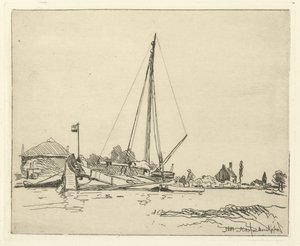 The Moored Ship by Johan Barthold Jongkind