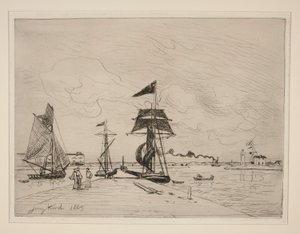 Wood Jetty in the Port of Honfleur by Johan Barthold Jongkind