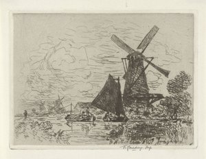 Mills near Rotterdam by Johan Barthold Jongkind