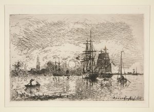 Sunset - Port by Johan Barthold Jongkind