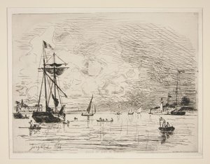 Exit from the Port of Honfleur by Johan Barthold Jongkind