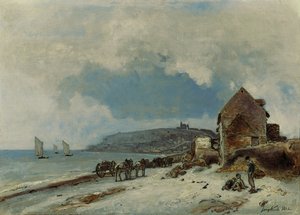 The Beach at Sainte-Adresse by Johan Barthold Jongkind