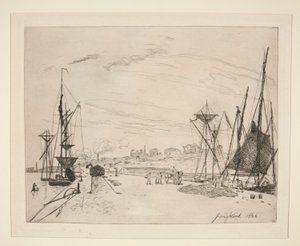 View of the Port from the Railroad at Honfleur by Johan Barthold Jongkind