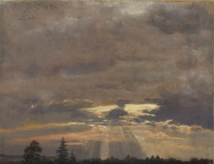 Cloud Study with Sunbeams by Johan Christian Dahl