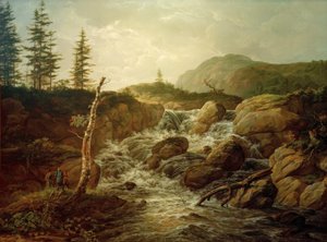 Nordic Landscape with a Waterfall
