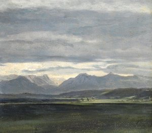 Study of a Landscape with Powder Blue Sky over Mountains by Johan Christian Dahl