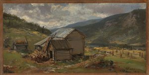View of Hjelle in Valdres by Johan Christian Dahl