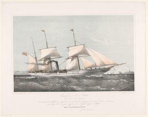 Screw Steamer Mariout and Hedjaz Sailing at Sea by Johan Conrad Greive