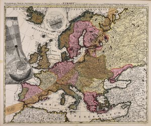 Geographical Representation of the Total Solar Eclipse with Duration on May 12, 1706, Celebrated in Europe, Showing the Path of the Central Shadow and Other Magnitudes in Their Respective Places, Derived from the Observations of Illustrious Men by Johan Gabriel Doppelmayr